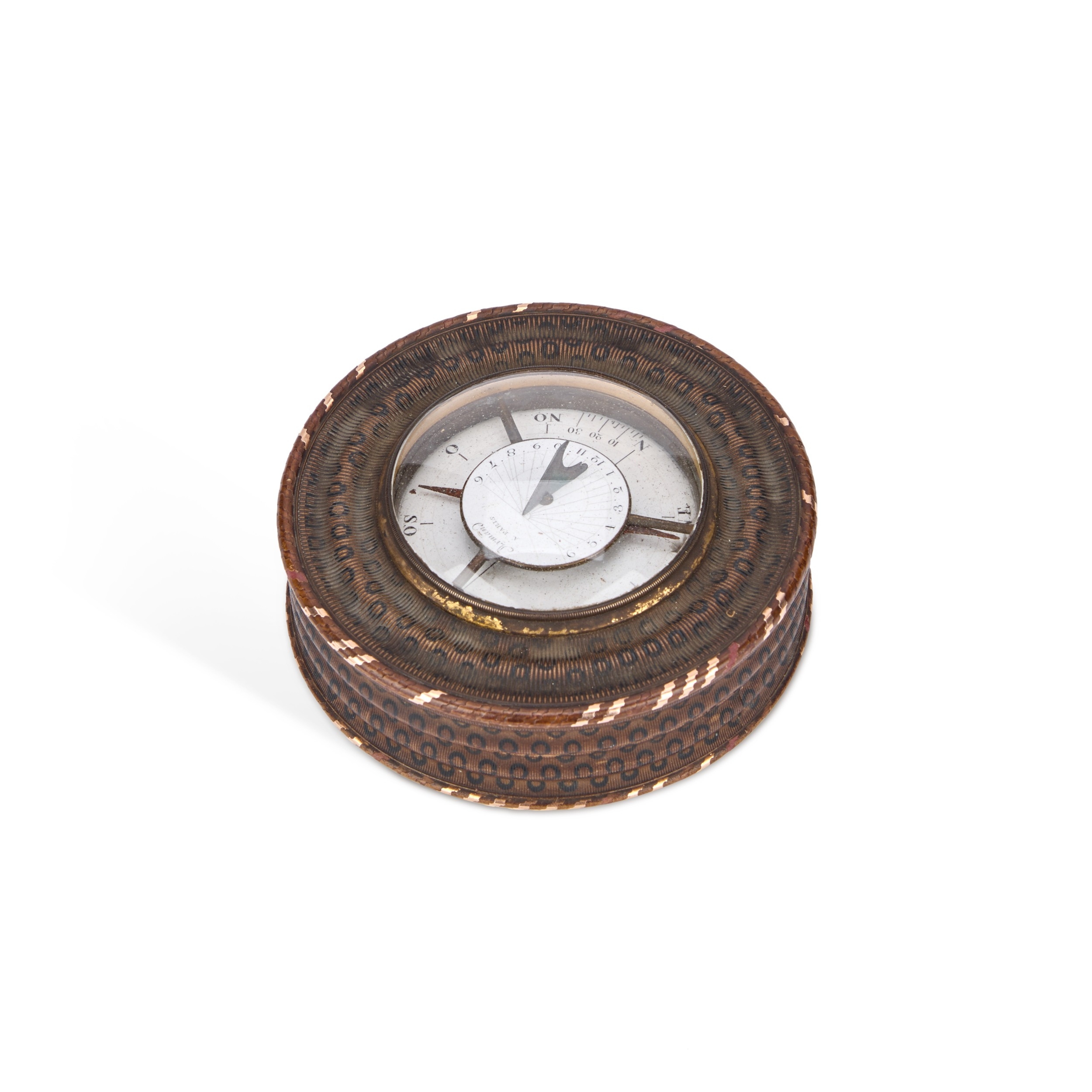 Armand compass dial with ballooning medallion in fitted case