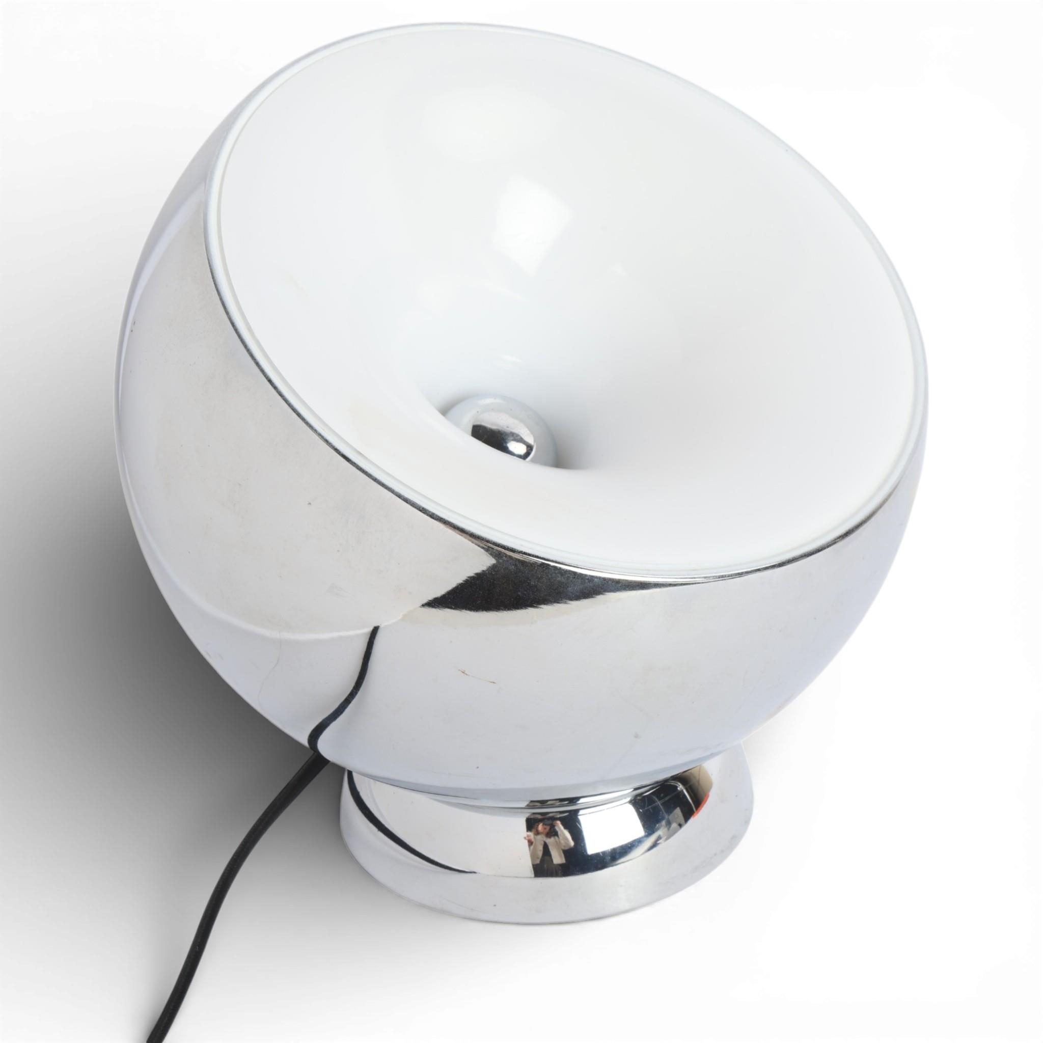 Chromed ball table lamp with white acrylic diffuser
