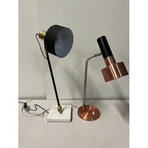 Possible Oriel Ari desk lamp with a second modern desk lamp on a marble base