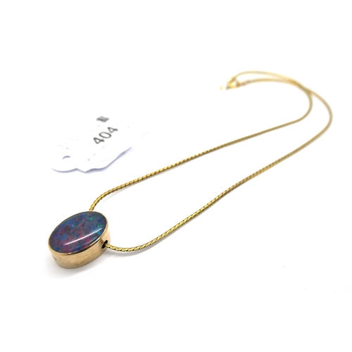 9ct gold black opal sliding pendant on a smooth-link chain