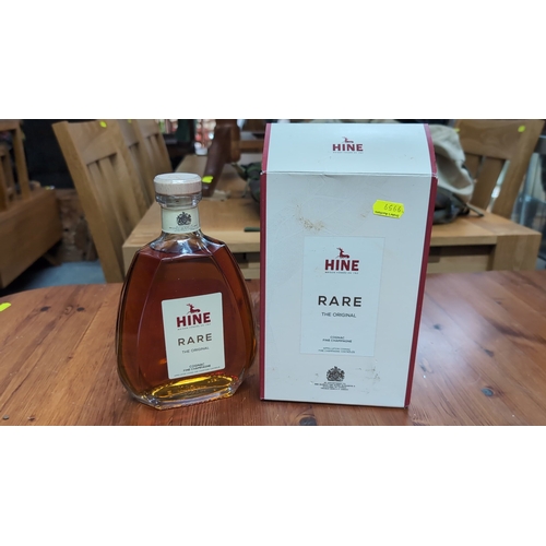 Hine Rare The Original cognac in moulded glass decanter with branded stopper and original presentation box