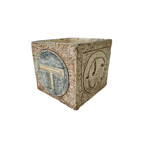 Troika square vase signed SL for Sue Lowe