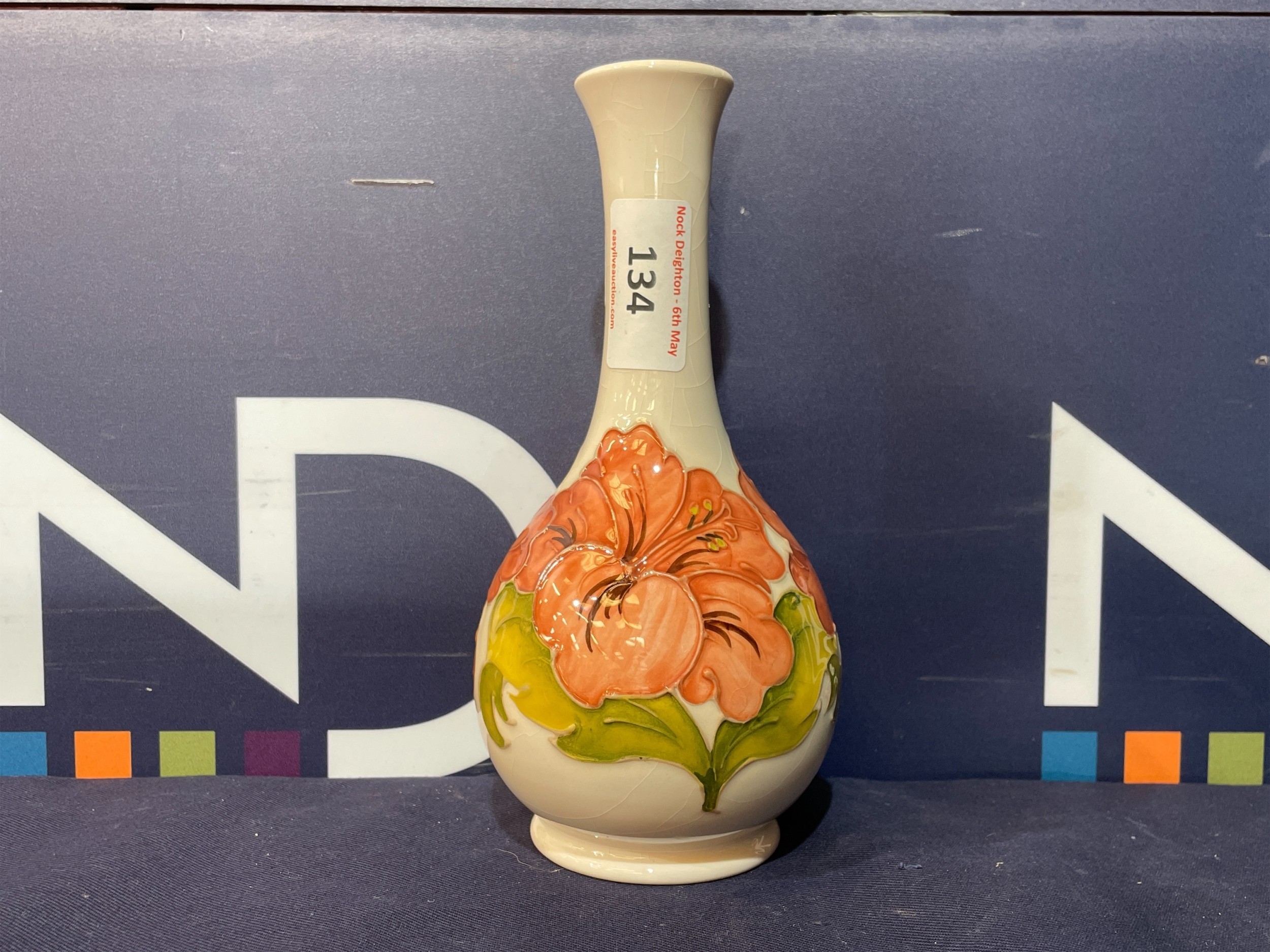 Moorcroft Hibiscus Pattern fluted vase