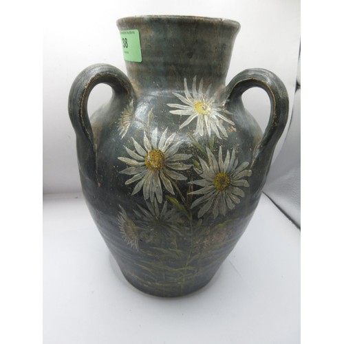 Early decorated Verwood three-handled vase