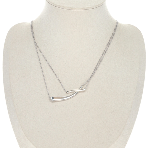 Georg Jensen No. 618 Marcia sterling silver necklace laid out in a soft oval with articulated links and an adjuster extension