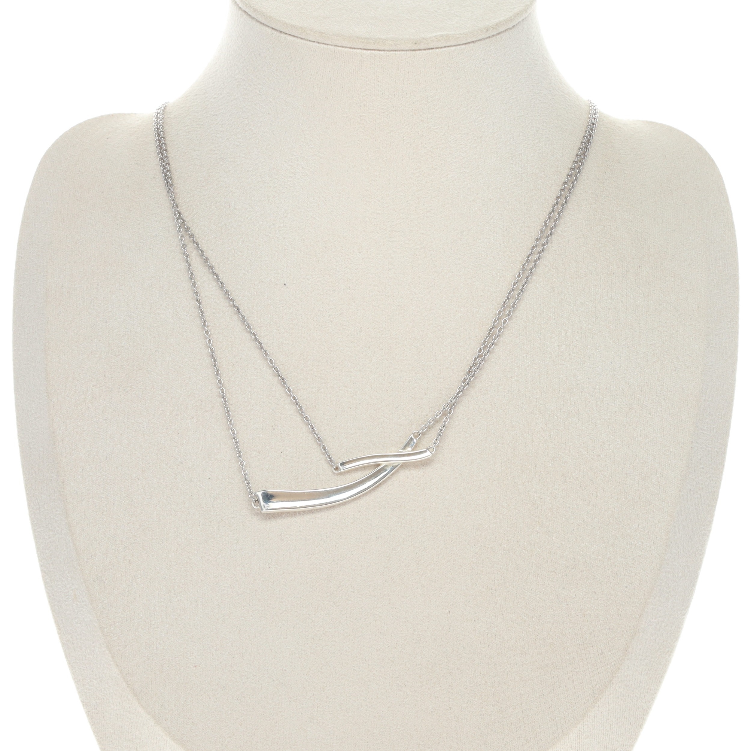 Georg Jensen No. 618 Marcia sterling silver necklace laid out in a soft oval with articulated links and an adjuster extension