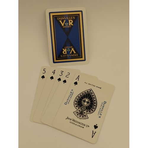 Dunville's VR Whiskey playing cards with branded tuck box and a small fan of spade cards